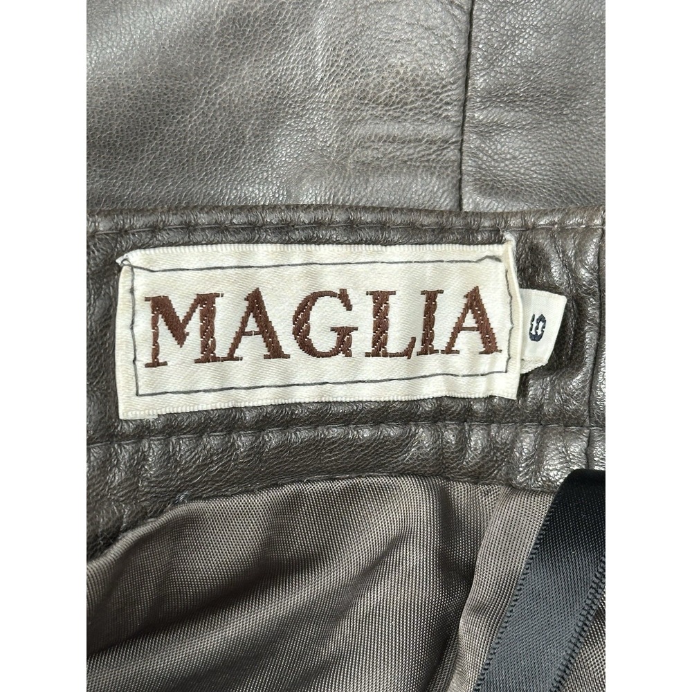 VINTAGE 70s / 80s Maglia Gray LEATHER Midi Skirt, Fully Lined, Sz. 6 - Picture 10 of 11